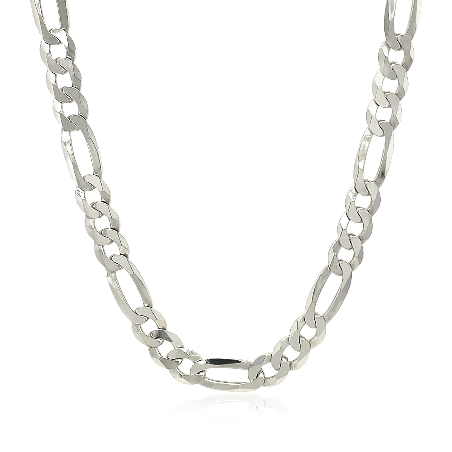 Rhodium Plated 5.5mm Sterling Silver Figaro Style Chain