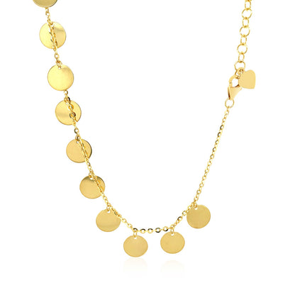 Choker Necklace with Polished Discs in 14k Yellow Gold