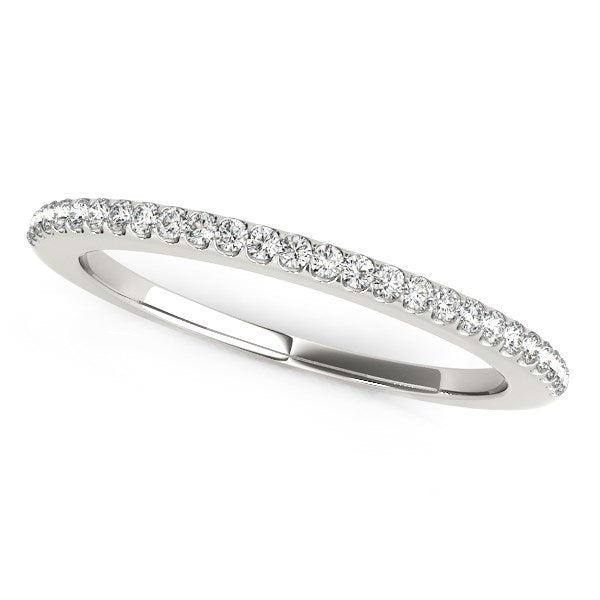 14k White Gold Pave Scallop Setting Diamond Wedding Band (1/8 cttw)