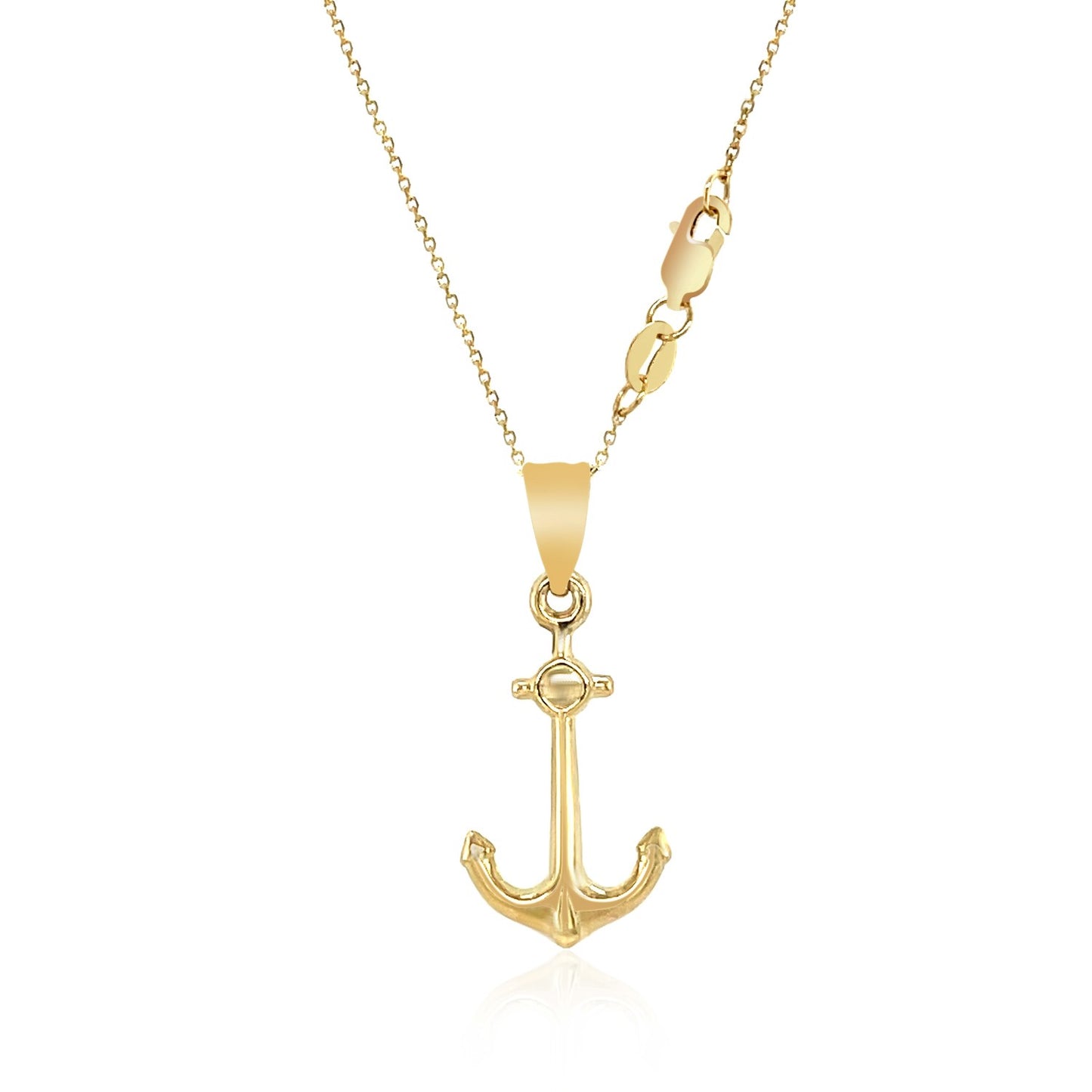 14k Yellow Gold Cable Chain with Anchor Pendant