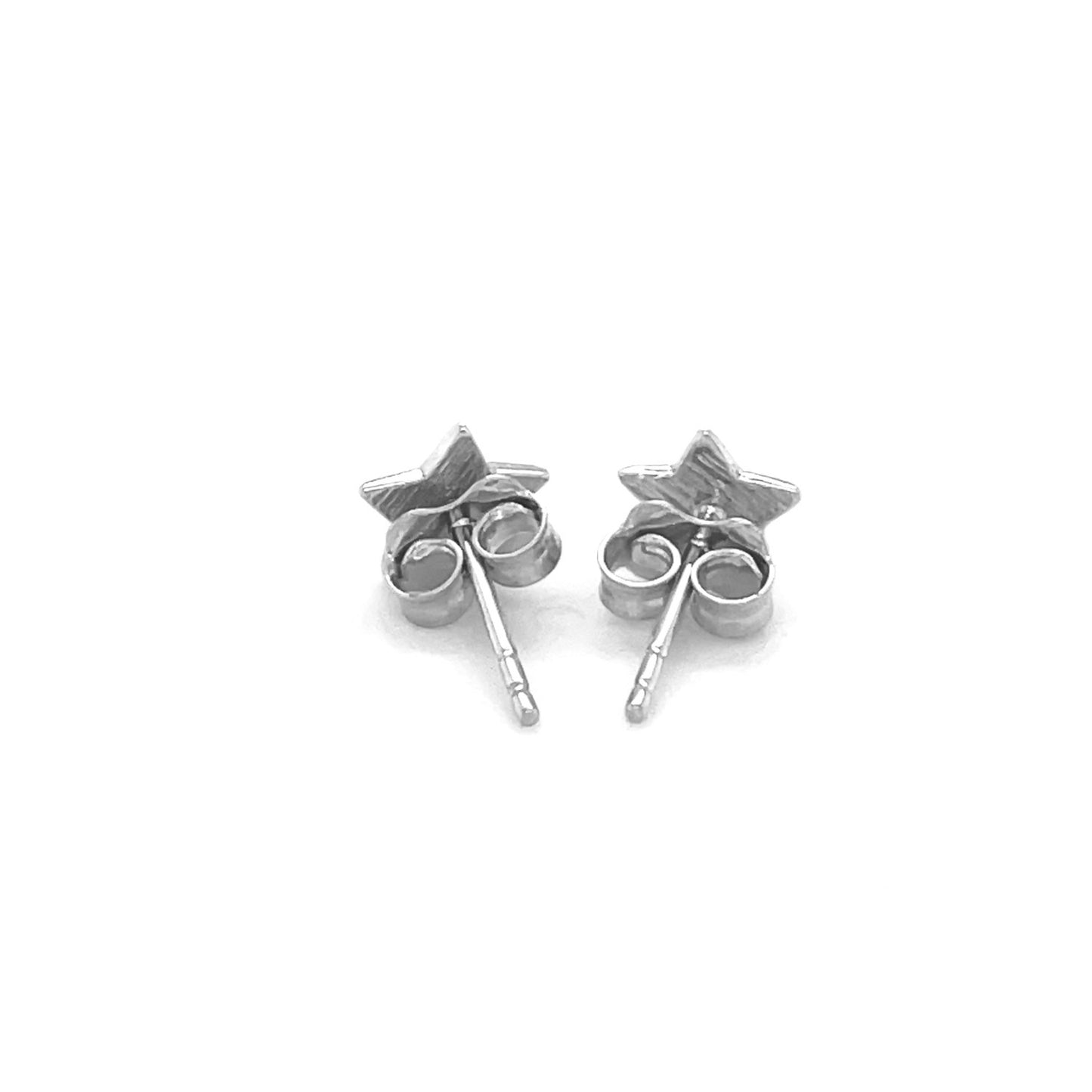 14k White Gold Post Earrings with Stars