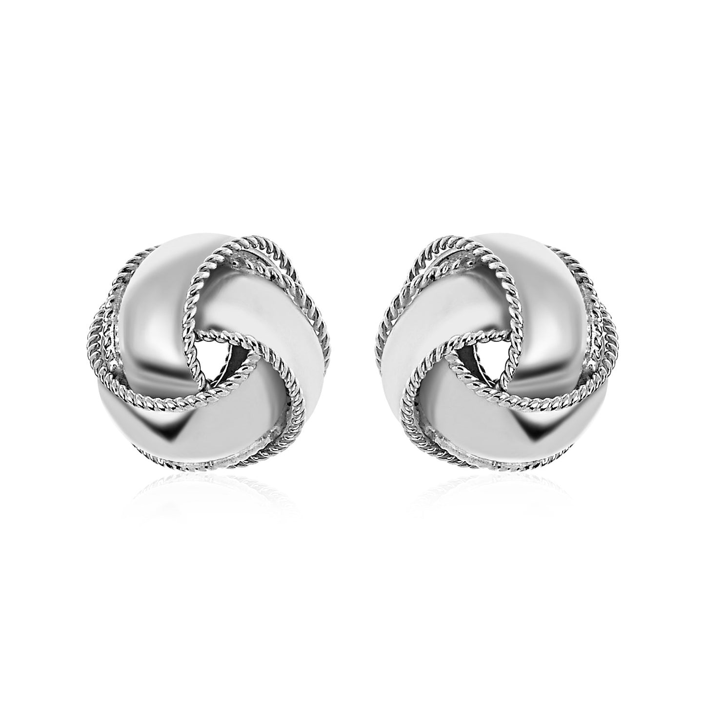 Textured and Polished Love Knot Earrings in Sterling Silver