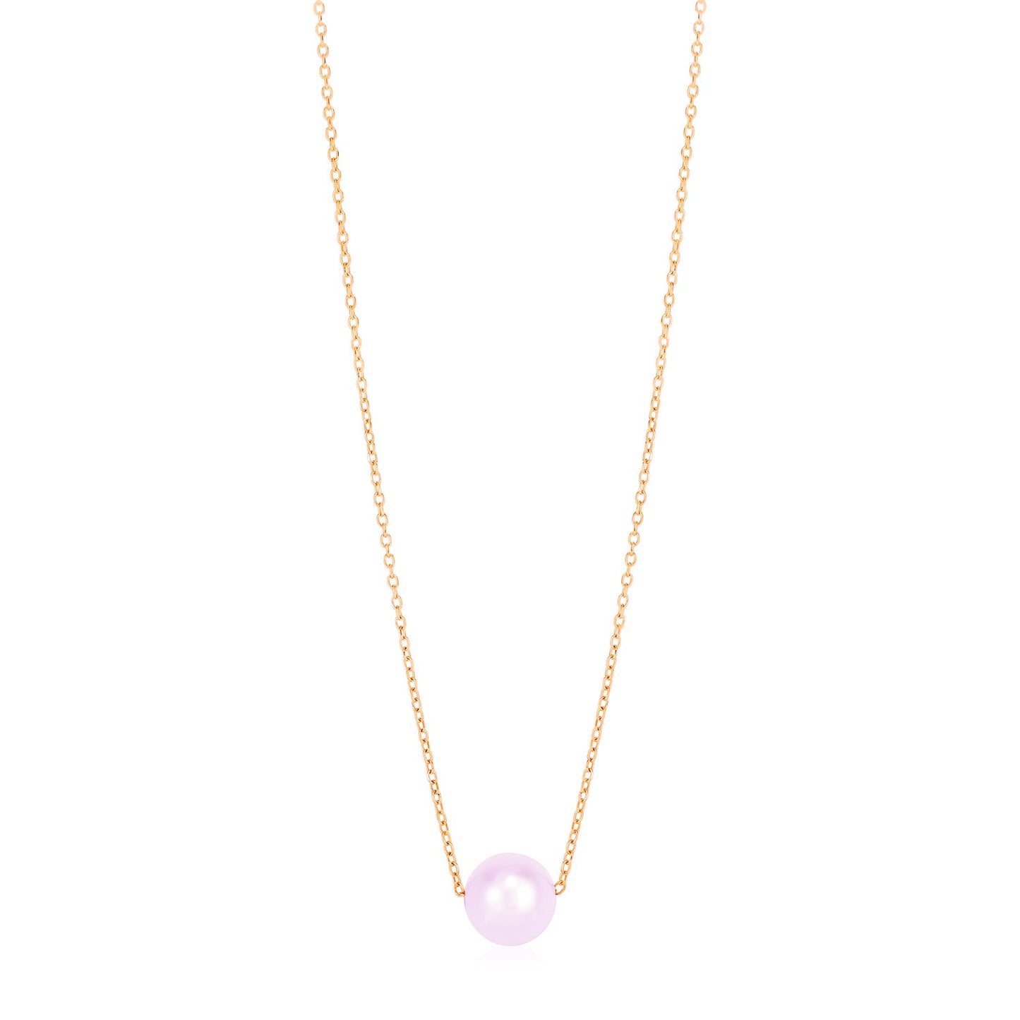 14k Rose Gold Pearl Solitaire Necklace