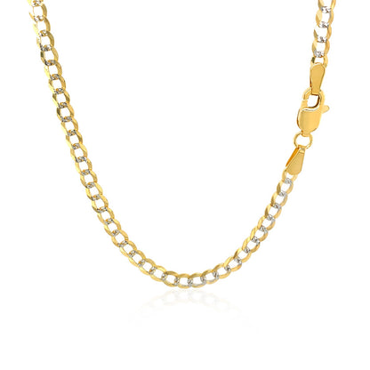 3.2 mm 14k Two Tone Gold Pave Curb Chain