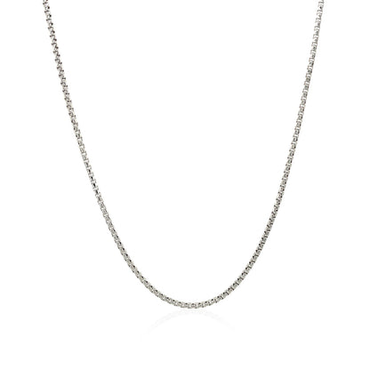 Sterling Silver Rhodium Plated Round Box Chain 1.3mm