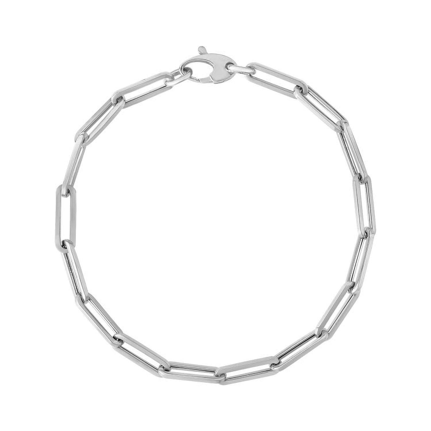 14K White Gold Bold Paperclip Chain Bracelet