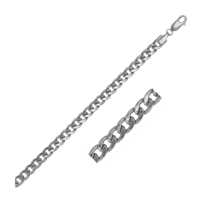 5.3mm 14k White Gold Miami Cuban Semi Solid Chain