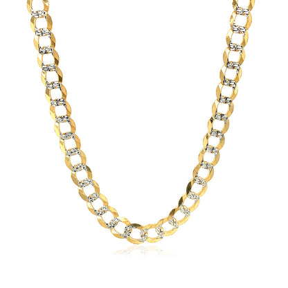 5.7mm 14k Two Tone Gold Pave Curb Chain