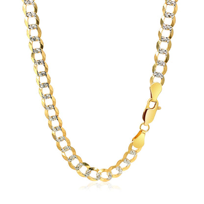 5.7mm 14k Two Tone Gold Pave Curb Chain