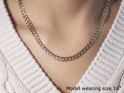 5.7mm 14k Two Tone Gold Pave Curb Chain