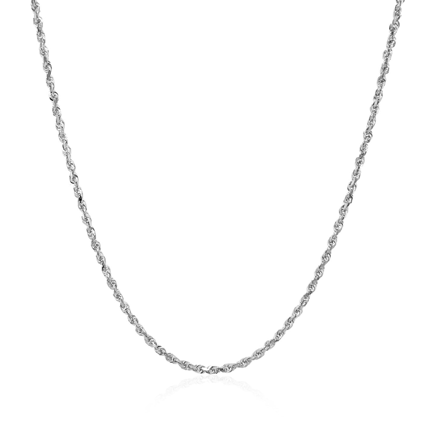 10k White Gold Solid Diamond Cut Rope Chain 1.25mm