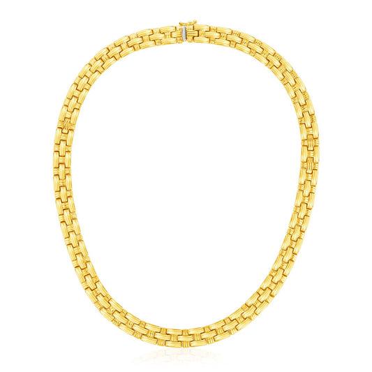 14k Yellow Gold Basket Weave Necklace