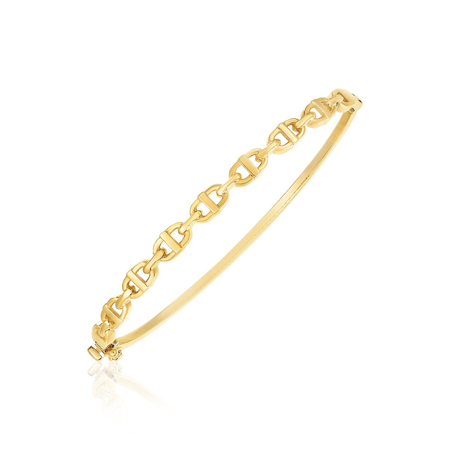 14k Yellow Gold High Polish Puffed Mariner Link Bangle (4.6mm)