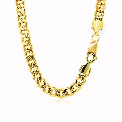 5.3mm 14k Yellow Gold Miami Cuban Semi Solid Chain