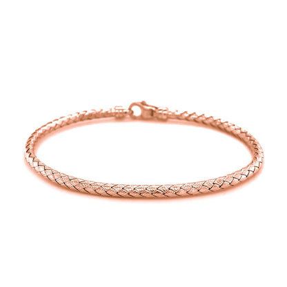 14k Rose Gold Fancy Weave Motif Bangle