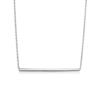 Sterling Silver Polished Straight Bar Necklace