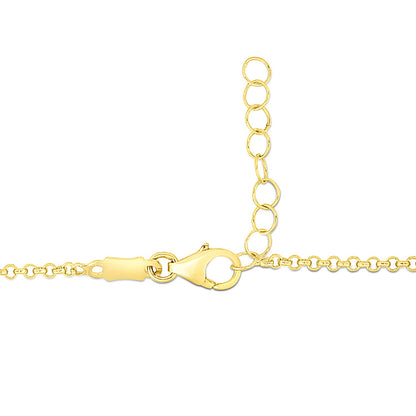 14k Yellow Gold Childrens Bracelet with Teddy Bear Heart and Bar