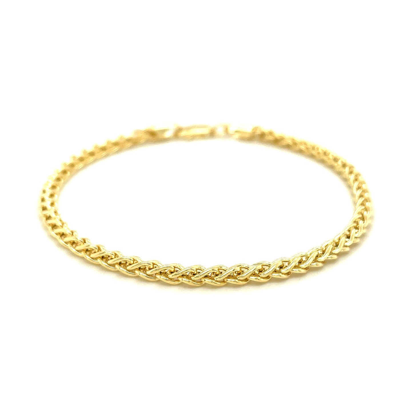 3.3mm 14k Yellow Gold Light Weight Wheat Bracelet