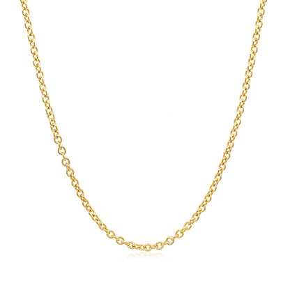 14k Yellow Gold Round Cable Link Chain 1.9mm