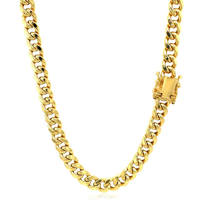 5.0mm 14k Yellow Gold Semi Solid Miami Cuban Chain