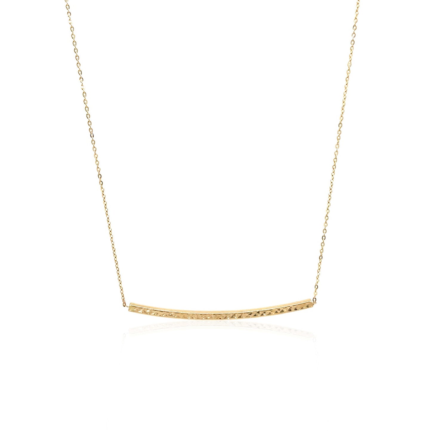 14k Yellow Gold Thin Textured Bar Necklace