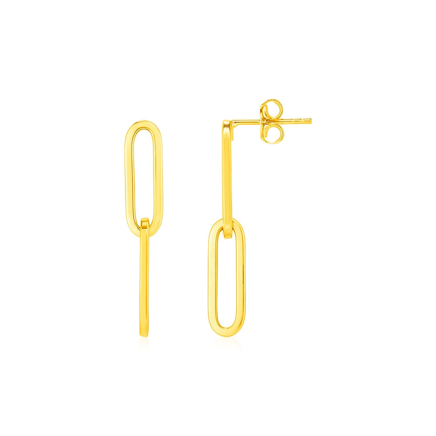 14K Yellow Gold Two Link Paperclip Chain Earrings