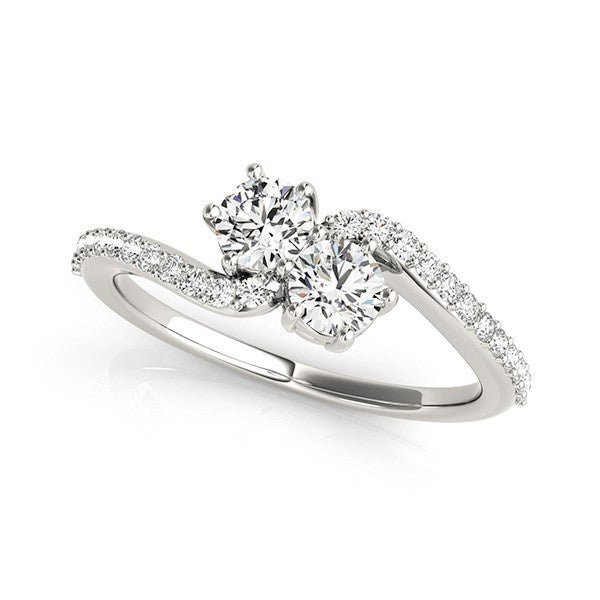 Curved Band Two Stone Diamond Ring in 14k White Gold (3/4 cttw) - Alexandria Jewelry & Company Beverly Hills