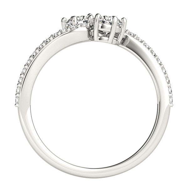 Curved Band Two Stone Diamond Ring in 14k White Gold (3/4 cttw) - Alexandria Jewelry & Company Beverly Hills