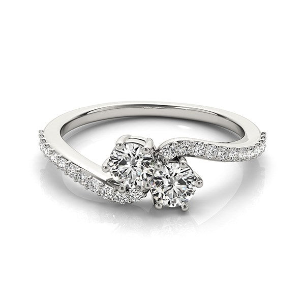 Curved Band Two Stone Diamond Ring in 14k White Gold (3/4 cttw) - Alexandria Jewelry & Company Beverly Hills