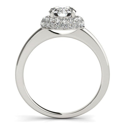 Diamond Engagement Ring with Pave Halo Stones in 14k White Gold (1 3/8 cttw) - Alexandria Jewelry & Company Beverly Hills