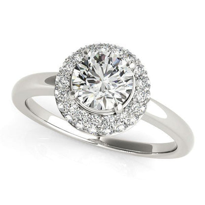 Diamond Engagement Ring with Pave Halo Stones in 14k White Gold (1 3/8 cttw) - Alexandria Jewelry & Company Beverly Hills