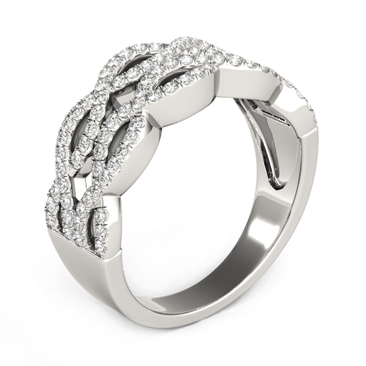 Diamond Studded Double Interlocking Waves Ring in 14k White Gold (5/8 cttw) - Alexandria Jewelry & Company Beverly Hills