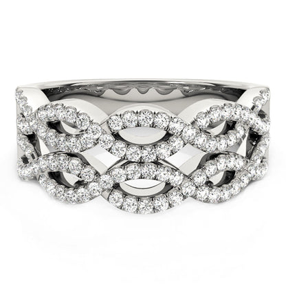 Diamond Studded Double Interlocking Waves Ring in 14k White Gold (5/8 cttw) - Alexandria Jewelry & Company Beverly Hills