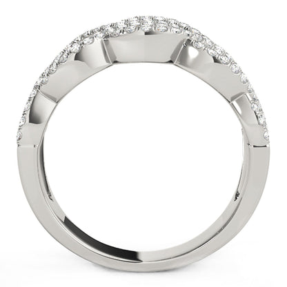 Diamond Studded Double Interlocking Waves Ring in 14k White Gold (5/8 cttw) - Alexandria Jewelry & Company Beverly Hills