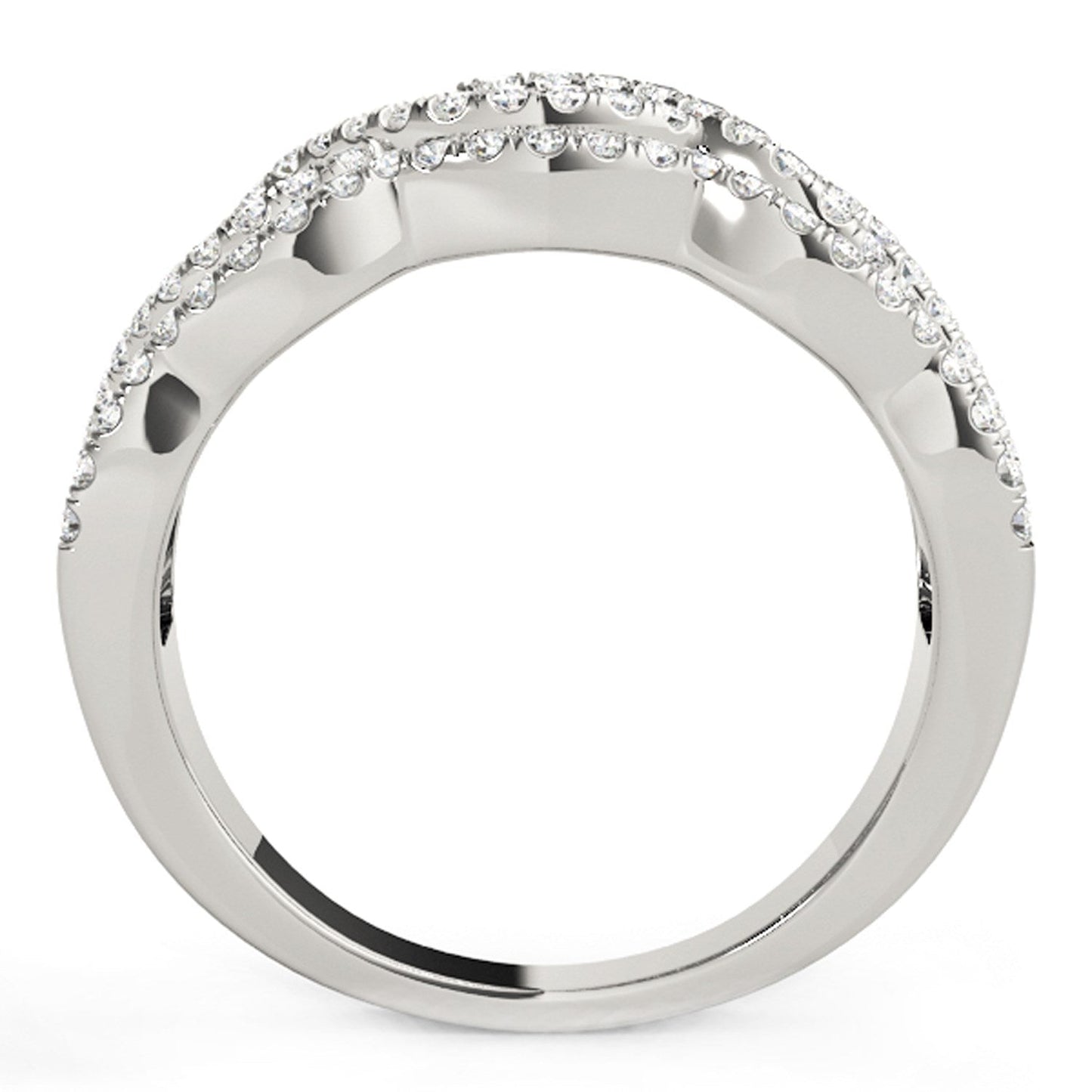 Diamond Studded Ring with Four Curves in 14k White Gold (5/8 cttw) - Alexandria Jewelry & Company Beverly Hills