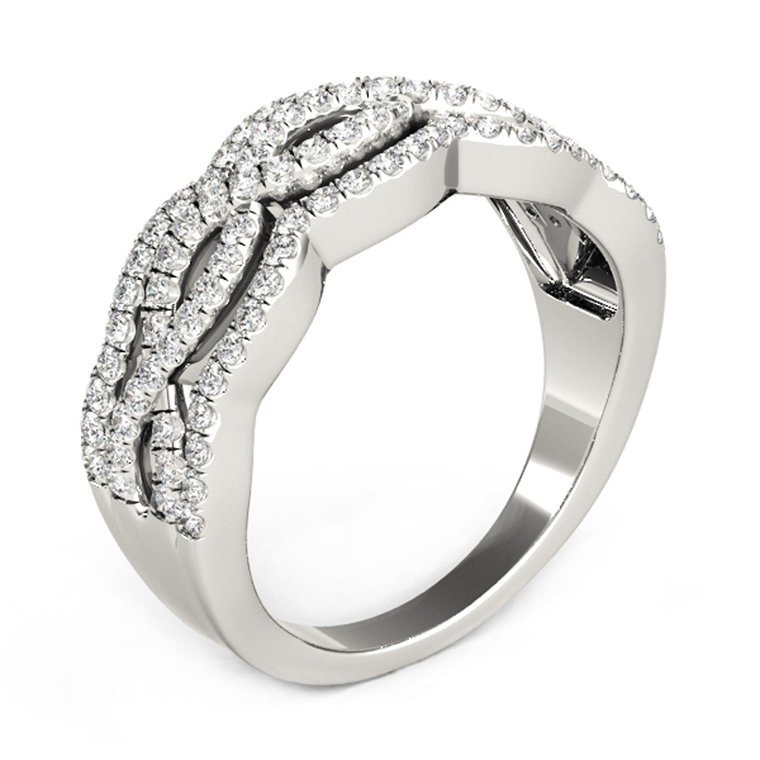 Diamond Studded Ring with Four Curves in 14k White Gold (5/8 cttw) - Alexandria Jewelry & Company Beverly Hills