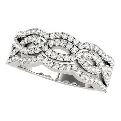 Diamond Studded Ring with Four Curves in 14k White Gold (5/8 cttw) - Alexandria Jewelry & Company Beverly Hills