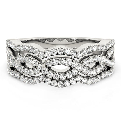 Diamond Studded Ring with Four Curves in 14k White Gold (5/8 cttw) - Alexandria Jewelry & Company Beverly Hills