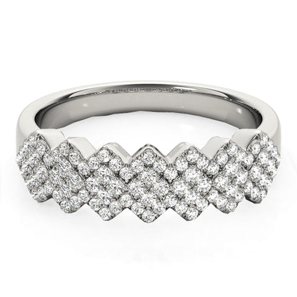 Diamond Studded Wide Multi-Diagonal Pattern Ring in 14k White Gold (5/8 cttw) - Alexandria Jewelry & Company Beverly Hills