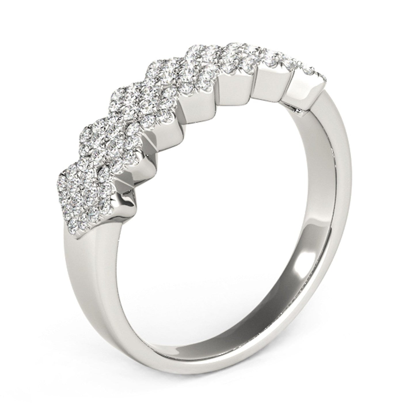 Diamond Studded Wide Multi-Diagonal Pattern Ring in 14k White Gold (5/8 cttw) - Alexandria Jewelry & Company Beverly Hills