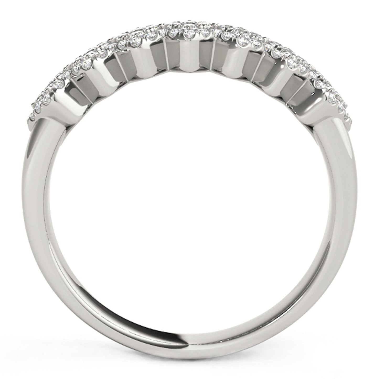 Diamond Studded Wide Multi-Diagonal Pattern Ring in 14k White Gold (5/8 cttw) - Alexandria Jewelry & Company Beverly Hills