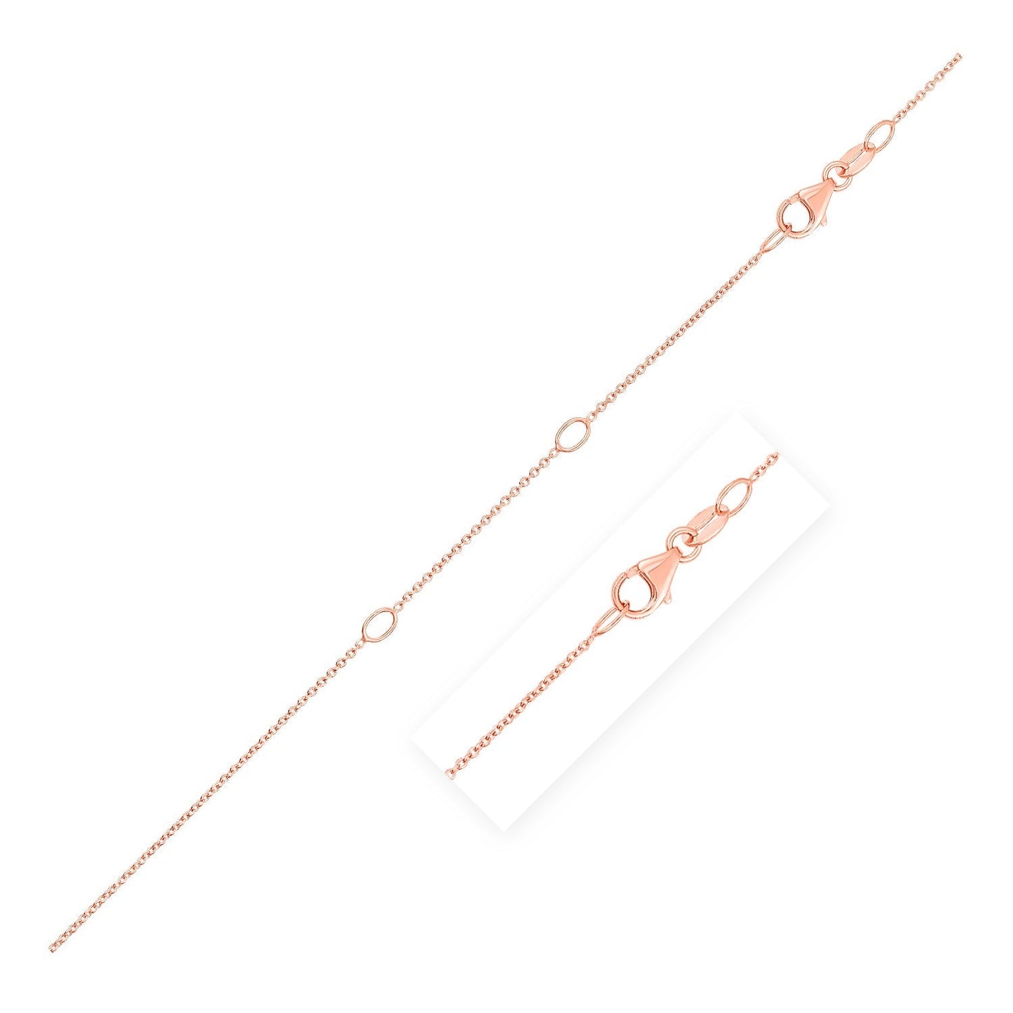 Double Extendable Cable Chain in 14k Rose Gold (0.6mm) - Alexandria Jewelry & Company Beverly Hills