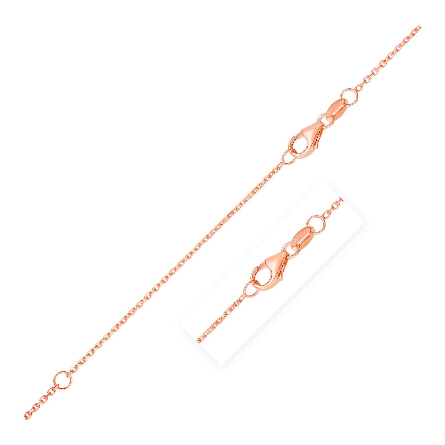 Double Extendable Diamond Cut Cable Chain in 14k Rose Gold (0.8mm) - Alexandria Jewelry & Company Beverly Hills