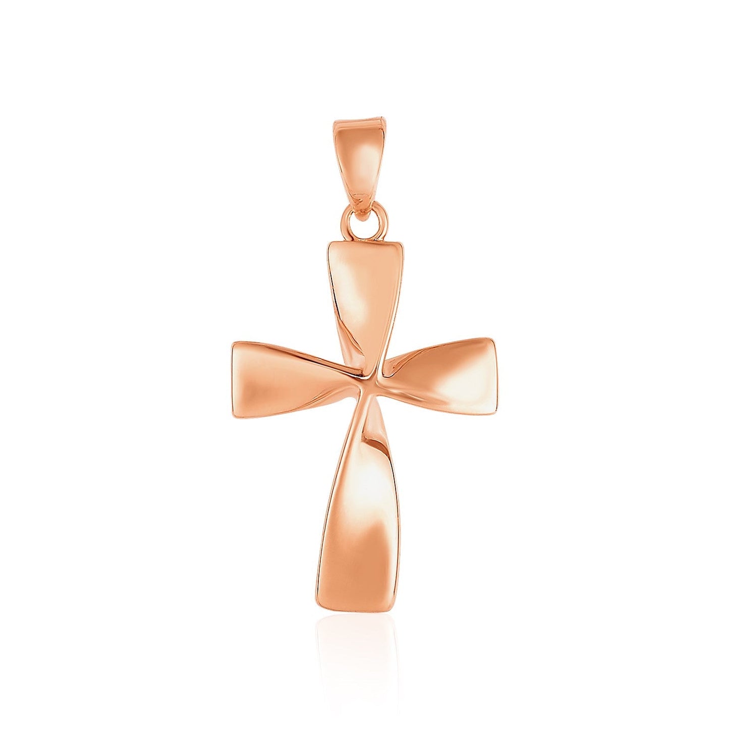 Flat Twisted Cross Pendant in 14k Rose Gold - Alexandria Jewelry & Company Beverly Hills