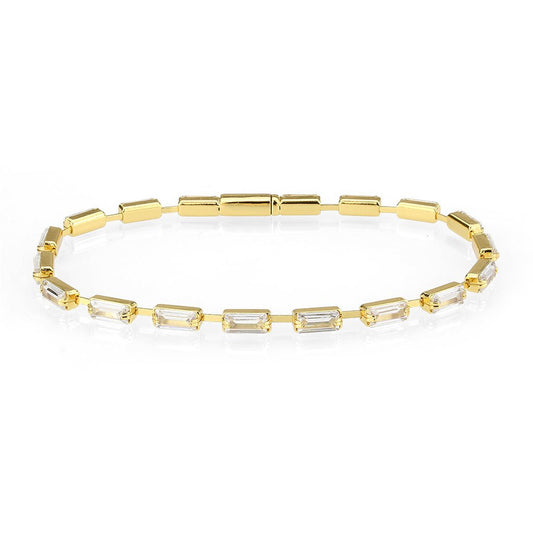 Gold Brass Bracelet with AAA Grade CZ in Clear - Alexandria Jewelry & Company Beverly Hills