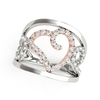 Heart Motif Filigree Style Diamond Ring in 14k White And Rose Gold (1/4 cttw) - Alexandria Jewelry & Company Beverly Hills