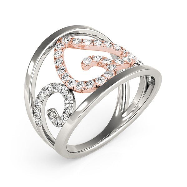 Heart Motif Filigree Style Diamond Ring in 14k White And Rose Gold (1/4 cttw) - Alexandria Jewelry & Company Beverly Hills