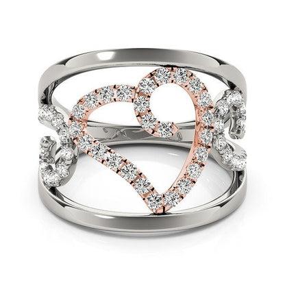 Heart Motif Filigree Style Diamond Ring in 14k White And Rose Gold (1/4 cttw) - Alexandria Jewelry & Company Beverly Hills