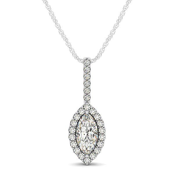 Marquis Shape Diamond Halo Pendant in 14k White Gold (2/3 cttw) - Alexandria Jewelry & Company Beverly Hills