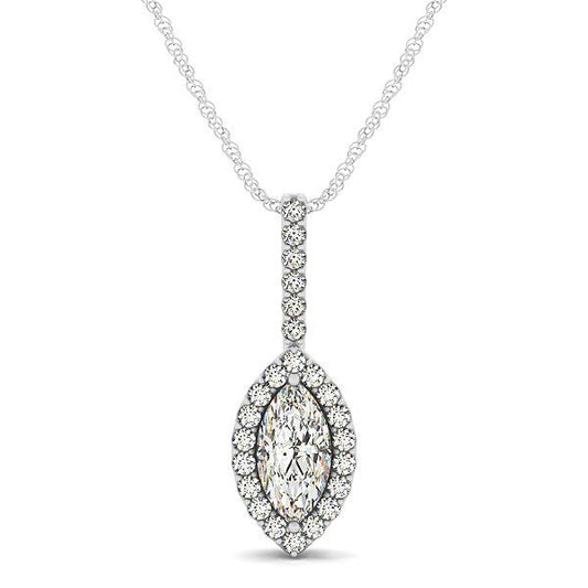 Marquis Shape Diamond Halo Pendant in 14k White Gold (2/3 cttw) - Alexandria Jewelry & Company Beverly Hills